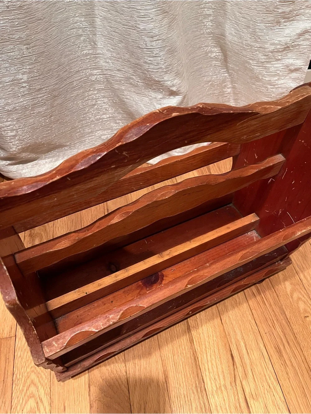 Vintage Wooden Magazine Record Holder Rack Decor MCM retro